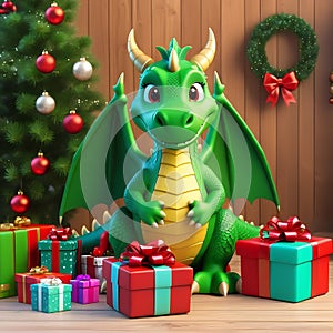 Enchanting Yuletide Dragon: A Merry Christmas Tale photo