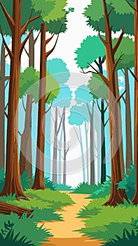 Forest with trees cartoon drawing artwork vector ai generated