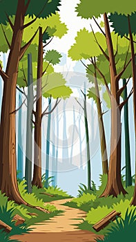 Forest with trees cartoon drawing artwork vector ai generated