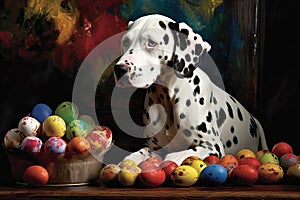 Dazzling Dalmatian Puppy\'s Easter Artistry (AI Generated) photo