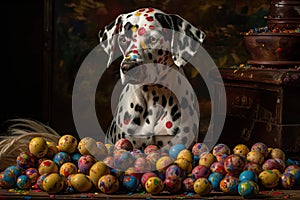 Dazzling Dalmatian Puppy\'s Easter Artistry (AI Generated) photo