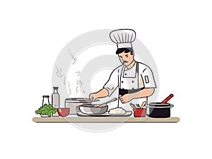 Illustration of Culinary Maestro in the Kitchen photo