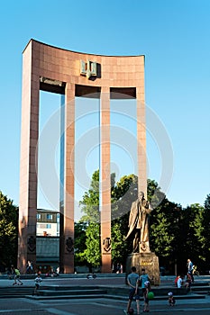 Stepan Bandera sculpture in Lviv Ukraine