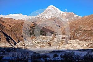 Stepantsminda Village at Mount Kazbek