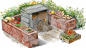 A stepbystep graphic on how to build a DIY compost bin using common household materials. photo