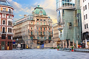 Stephansplatz, a famous square in Vienna, Austria, no people photo