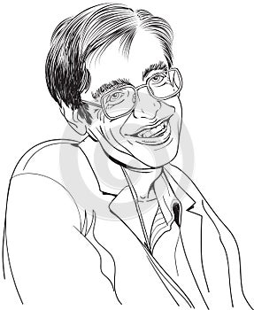 Stephen Hawking cartoon portrait, vector