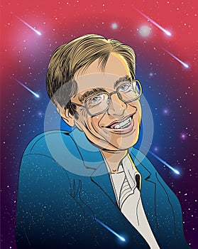 Stephen Hawking cartoon portrait, vector