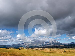 Steppe landscape with mountains on horizont