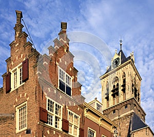 Stepped gable houses in Delft, Holland