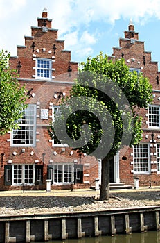 Stepped gable houses in Sloten, Holland