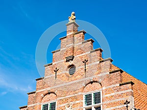 Stepped gable of old town hall in Woudrichem, Netherlands