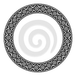 Stepped spiral motif, circle frame, decorative circular border