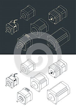 Stepper Motors Isometric Drawing Set