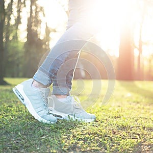 Stepping in shoes good for running