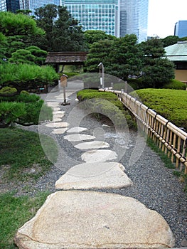 Stepping stone pathway in a traditional Japanese Tokyo garden