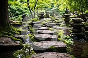 stepping stones marking a path in a zen garden