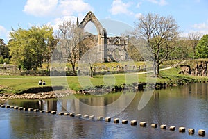 Stepping Stones Over The River Wharfe At Bolton Abbey
