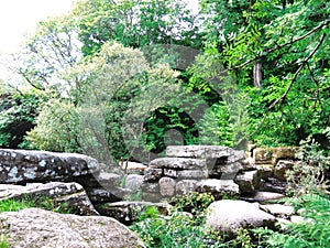 Stepping stones on the river dart on dartmoor