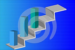 Growth Abstract Concept with Three Dimensional Steps