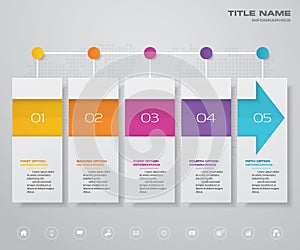 5 steps arrow infographics chart design element. For data presentation.