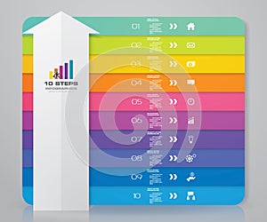 10 steps arrow infographics element template chart for presentation.10