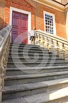 Steps Ascend to Door of Great Historic Mansion