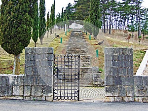 110 steps between the avenue of poplar trees and the mausoleum of sculptor Ivan Mestrovic, Otavice, Croatia photo