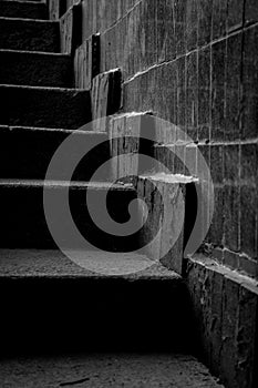 steps in the in black and white style