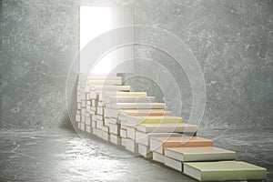 Steps from books into the open door