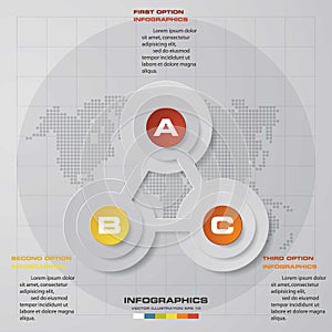 3 steps chart layout for sample text&data. Design clean template.