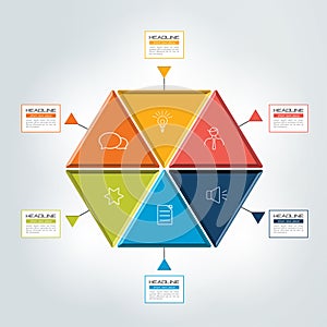 6 steps connected cyrcle infographic.