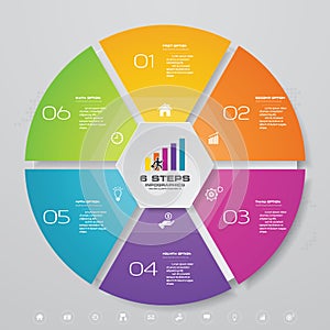 6 steps cycle chart infographics elements.
