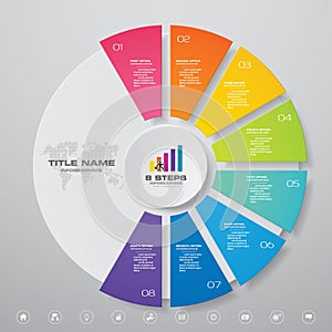 8 steps cycle chart infographics elements. EPS 10.