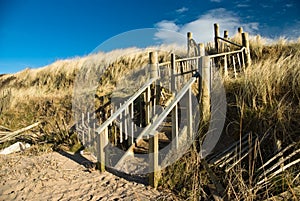Steps on dunes on Troon beach