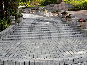 Steps and fountain in Hong Kong park
