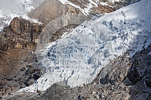 Steps of huge glacier in Khumbu walley