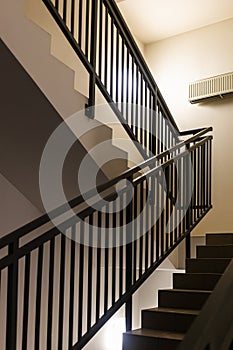 steps of indoor fire escape stairs