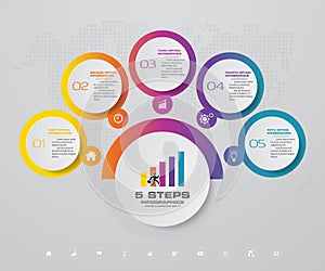 5 steps infographics element template chart.