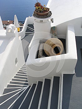 Steps leading to a beautiful sea view, Santorini, Greece