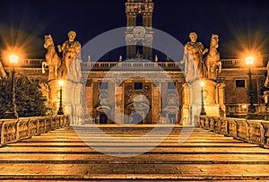 City hall in Rome by night