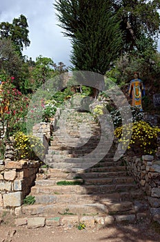 The steps leading up to the Yumani Community on the Isla del Sol on Lake Titicaca