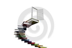 Steps made out of books with open door