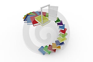 Steps made out of books with an open door