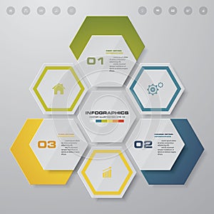 3 steps process. Simple&Editable abstract design element. Vector.