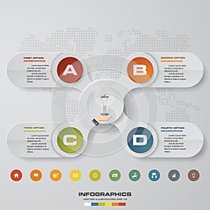 4 steps process. Simple&Editable abstract design element. Vector.