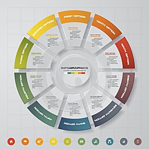 10 steps process. Simple&Editable abstract design element. Vector.