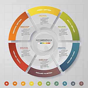 6 steps process. Simple&Editable abstract design element. Vector.