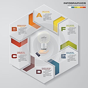 6 steps process. Simple&Editable abstract design element. Vector.