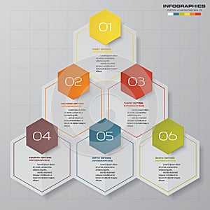 6 steps process. Simple&Editable abstract design element. Vector.